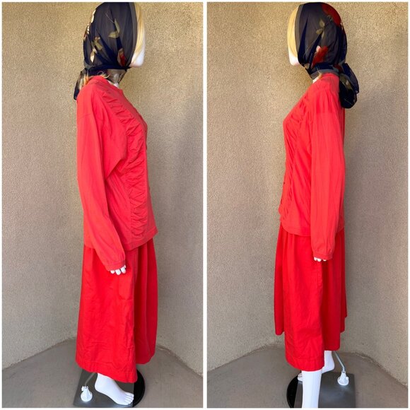 Vintage 80s Gene Ewing Bis Bis Wrinkled Rich Denim Skirt Set - Picture 4 of 5